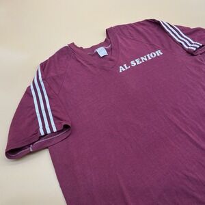 Vtg 80's Shirt Maroon Mens XL (46) Al Senior - Lounge‎ Bar Striped Single Stitch